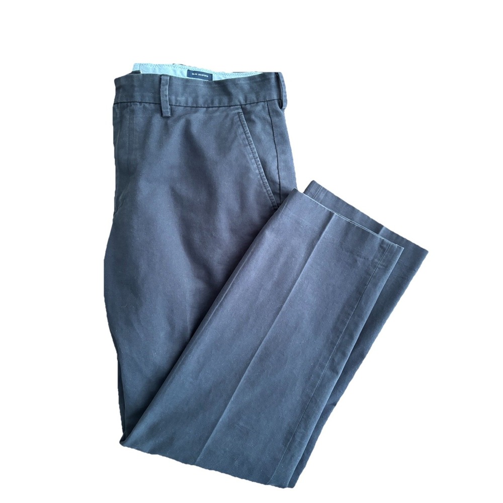 J.CREW 35 x 32 Navy Blue Cotton Slim Bedford Mens Dress Pants